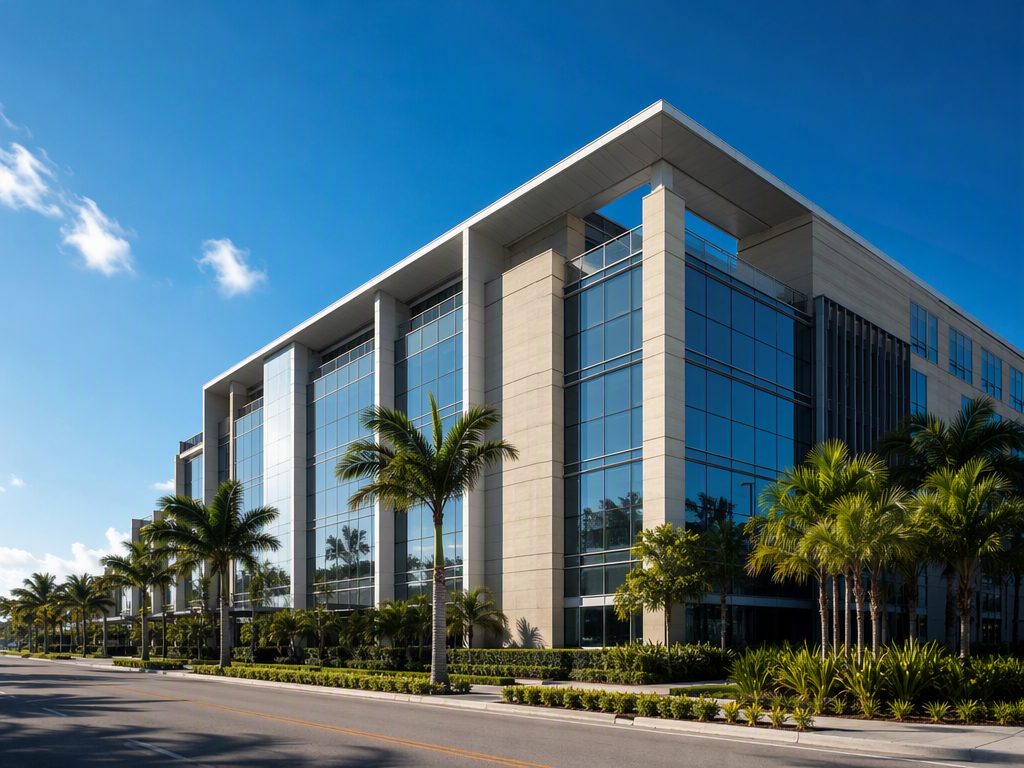Edificio corporativo moderno con fachada de vidrio
