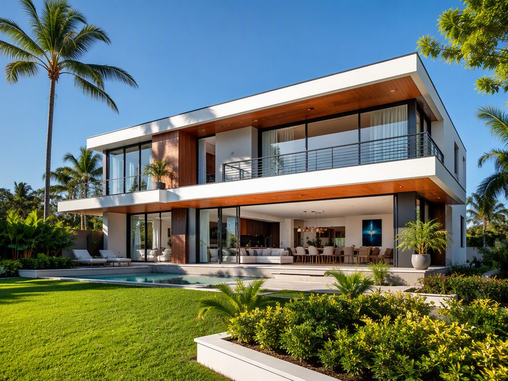 Vivienda residencial moderna con ventanales y diseño contemporáneo